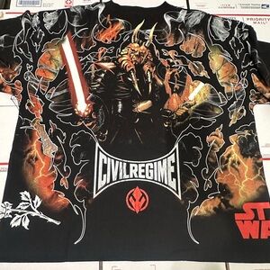 Civil Regime Black Graphic Short-Sleeve Tee with Fiery Print